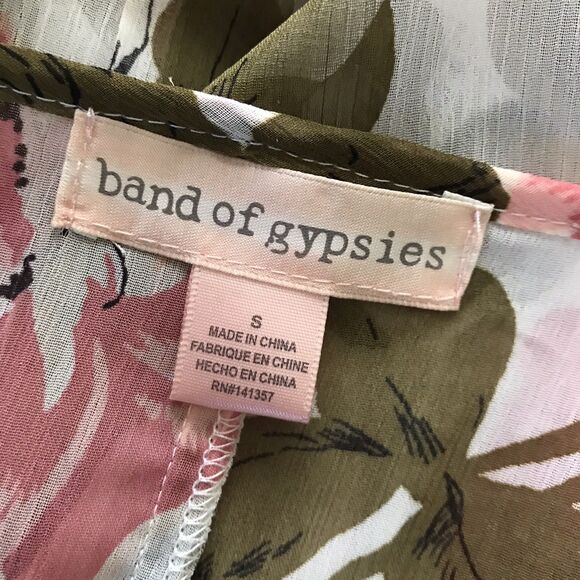 Band of Gypsies Sheer Pretty Pink Floral Boho Kimono Cover Up Top - S - Picture 7 of 7